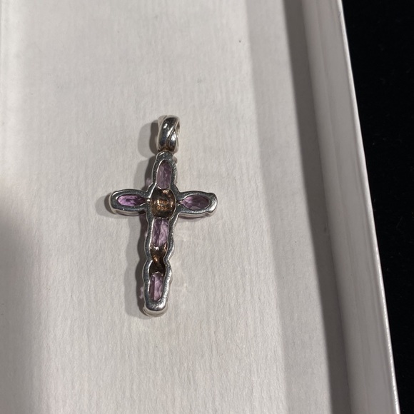 🎁Amethyst in Sterling Silver Cross Pendant w/Matching Earrings🎁 - Picture 2 of 4